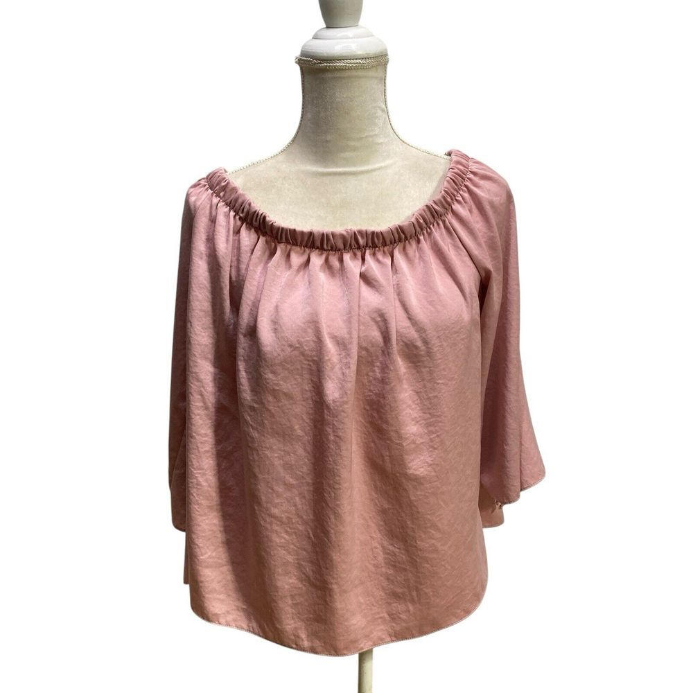 Soprano Women's Blouse Pink Bell 3/4 Sleeves with Slits Boho USA One Size L‎ USA